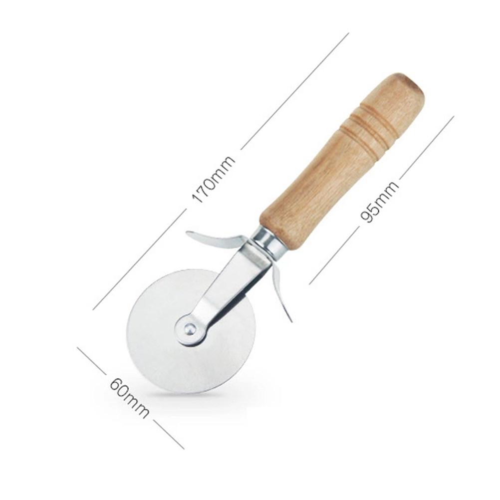 Stainless Steel Roller Wheel 17x6cm Pizza Cake Cutter Handheld Wooden Handle Pastry Crimper Dough Cutter 360 Degree Rotation 1