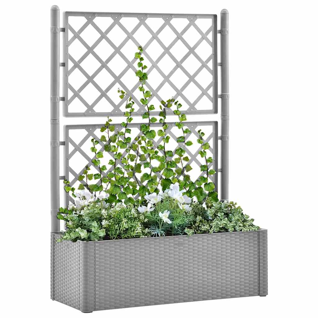 vidaXL Garten-Hochbeet mit Spalier und Selbstbewässerungssystem Grau
