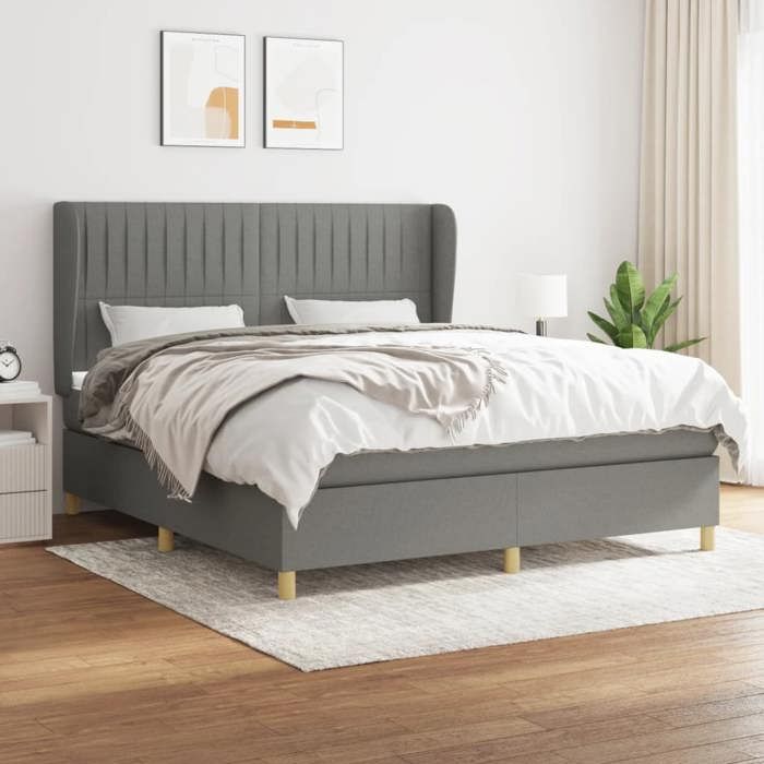 3128702 vidaXL Divan Bed with Mattress Dark Grey 180x200cm Fabric