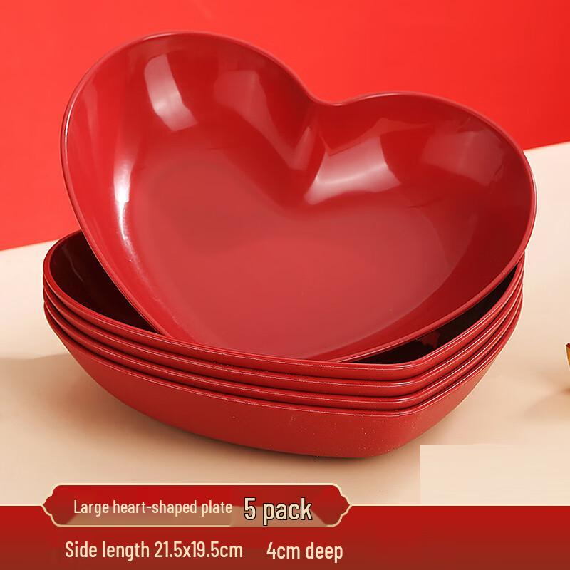 UOSUUOSU Red Heart Fruit Plates