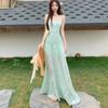 Summer new French fresh and sweet suspender dress women's seaside vacation wear waist medium and long skirt