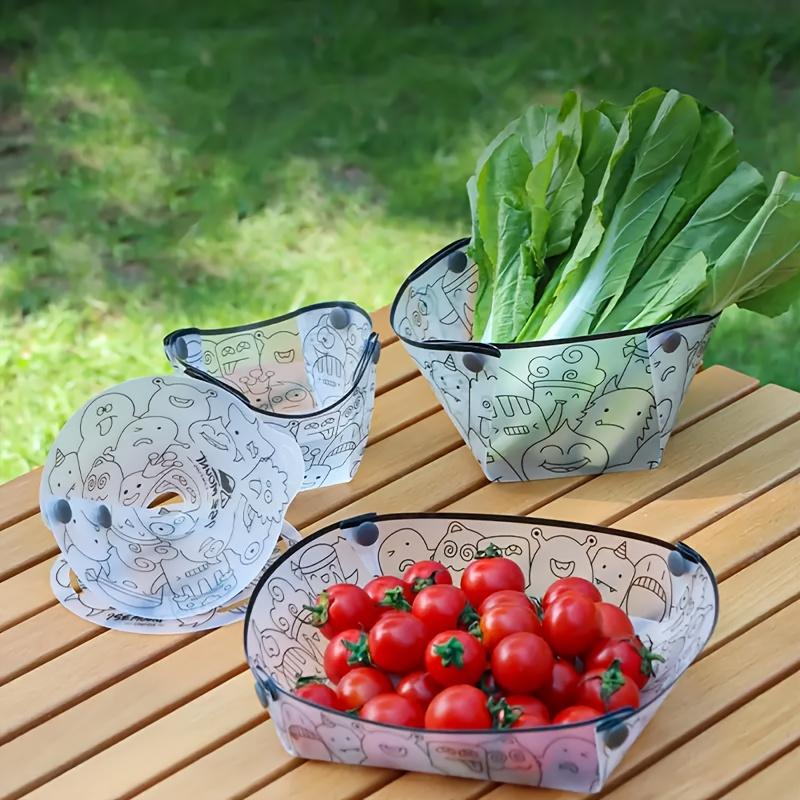 3pcs Collapsible Bowl Plate Set Geometric Food Safe PP Portable Dishware Camping Family Gatherings Travel Outdoor Dining