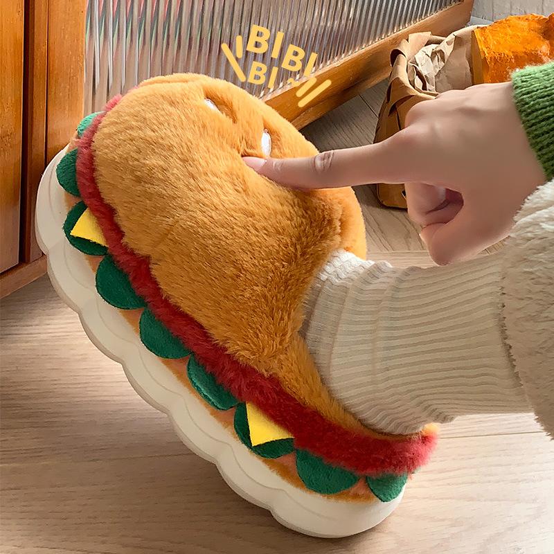 Pantofole di cotone di Amburgo inverno studente creativo peluche caldo coppia casa interno scarpe di cotone pantofole soffici fondo spesso