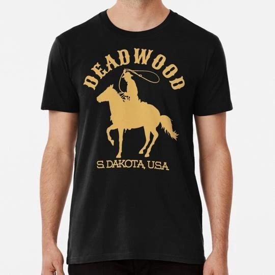 Vintage Style Deadwood South Dakota U S A Gold Cowboy Western Wild West TTshirt XL
