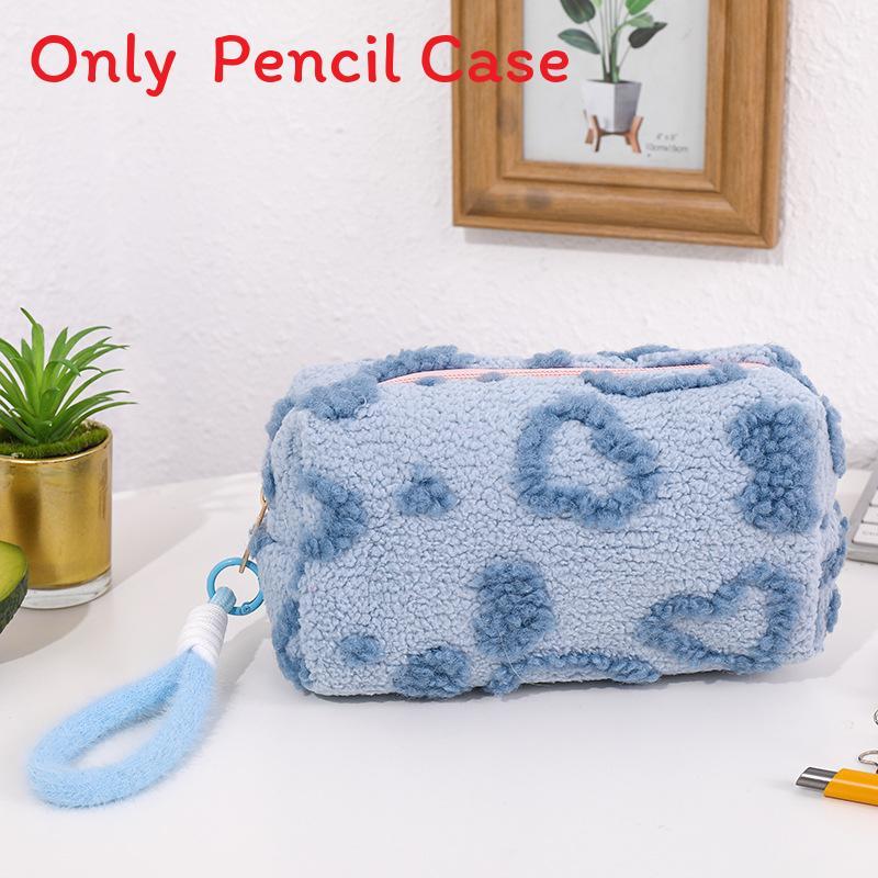 Cute Pink Plush Pen Case With Spacious Design For Girls Stationery Organizer For School Use
