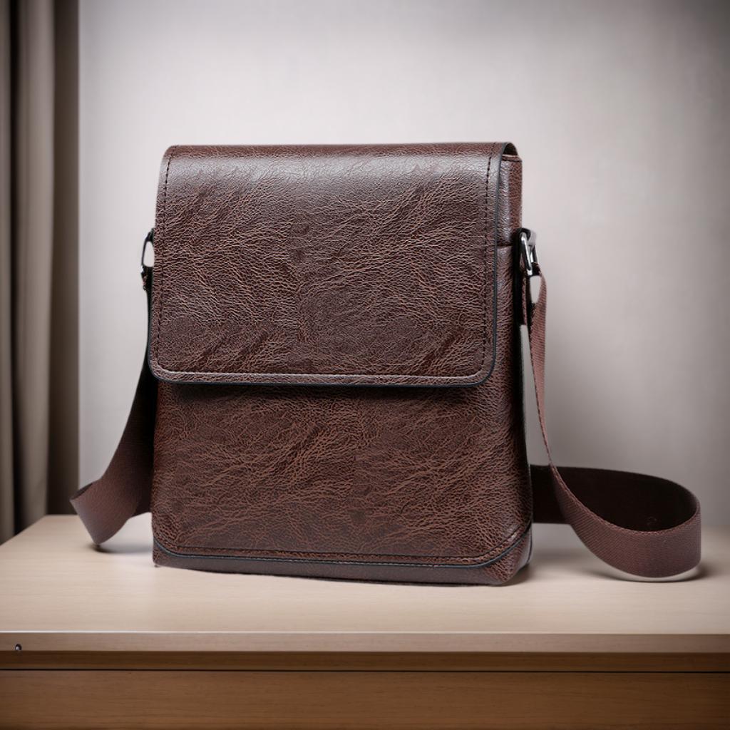 Men'S Shoulder Bag Crossbody Bag Tide Gift For Husband Leisure Simple Retro With Flap Leather Waterproof Men'S Bag