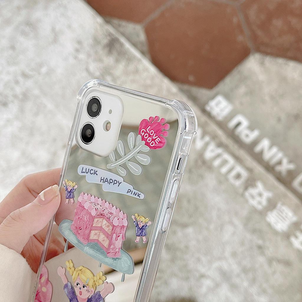 Xiaomi 15Pro Hülle Kompatibel mit iPhone 15 Pro Max & 13, Huawei Mate 60, Cartoon-Design mit Spiegeleffekt