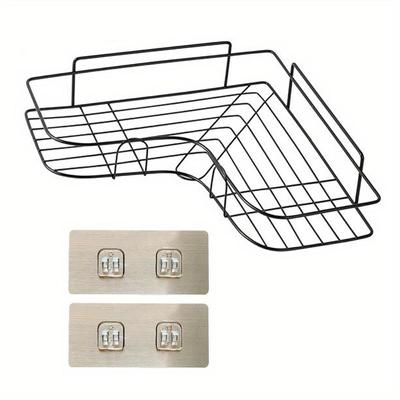1pc Wall Mounted Bathroom Shelf Shower Caddy Rack No Punching Triangle Storage Rack For Bathroom Kitchen Bathroom Accessories