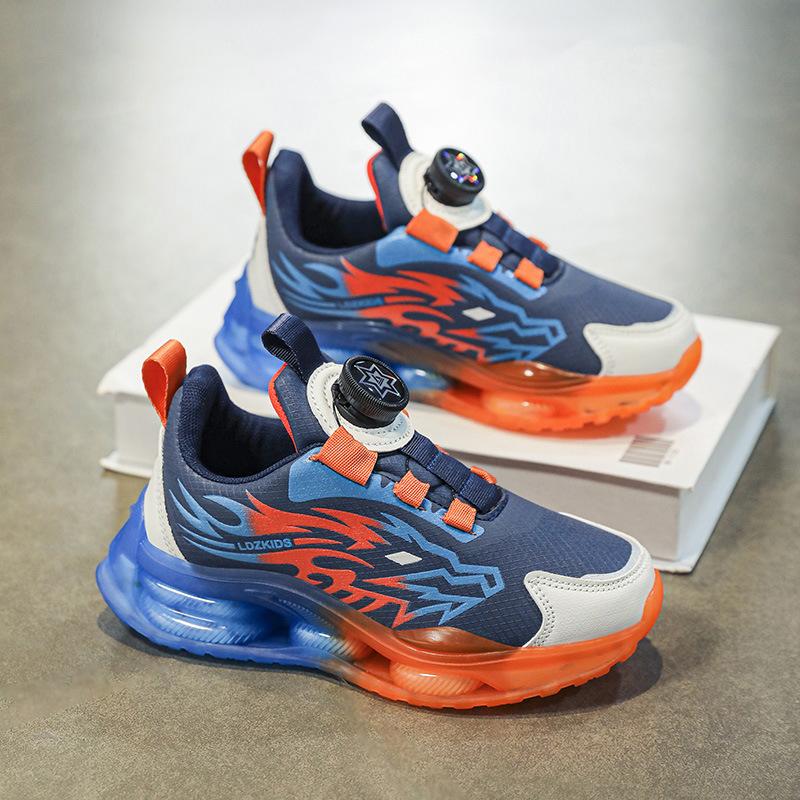 Nezha Aobing boys running shoes 2025 autumn new leather waterproof girls basketball shoes fashion sports shoes