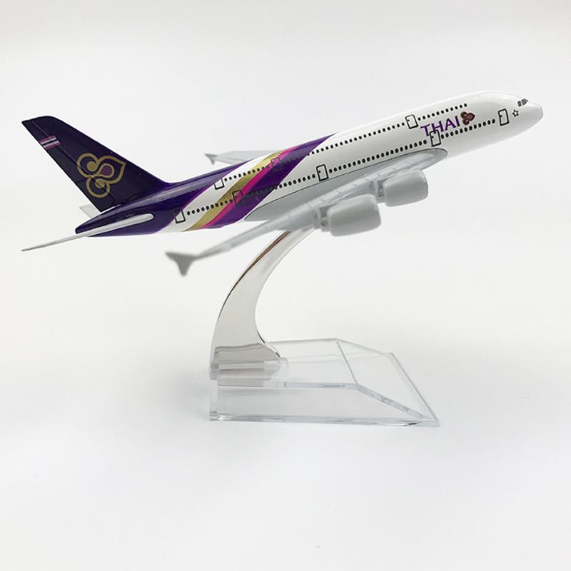 Maßstab 1/400 16cm Thai Airways Airbus A380 Airways Flugzeugmodell Flugzeug Diecast Metallflugzeuge