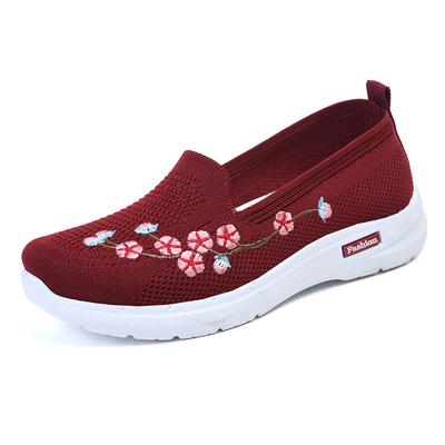 Women Sneakers Mesh Breathable Floral Comfort Mother Shoes Soft Solid Color Fashion Female Footwear Lightweight