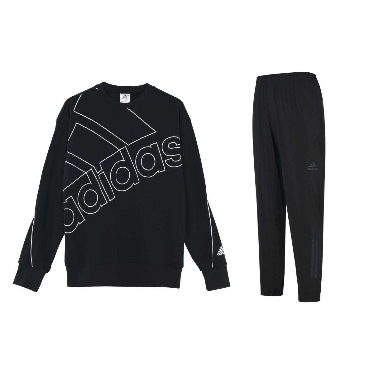 

Adidas Logo Print Crew Neck Long Sleeve Sweatshirt And Elastic Pants Casual Sports Set Men sweatshirt and pants Black GK9374+CG1506_20240901213933