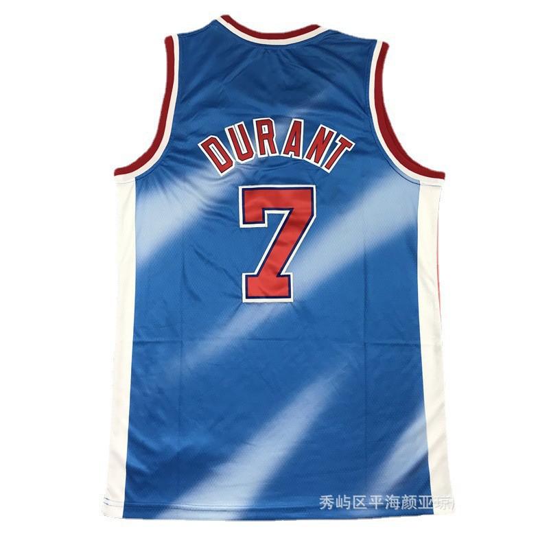 Camisa de Basquete Bordada Brooklyn Nets 7 Kevin Durant Masculina Feminina Roupa Esportiva Respirável Fibra de Carvão de Bambu