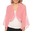 Cardigan da Donna a Maniche Lunghe Scollo a O Stile da Pendolare Coprispalle in Chiffon Monocolore Bolero Top Casual