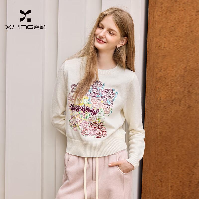 Women s Flower Embroidered Wool Blend Sweater S
