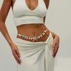 Ocean Wind Imitation Pearl Starfish Pendant Waist Chain, Wind Color Conch Shell Seahorse Body Chain