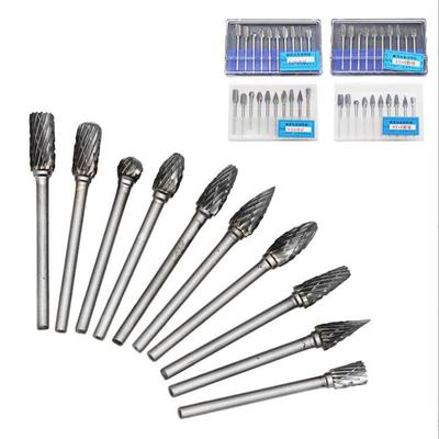 10pc Hard Alloy Rotary File 3*6 Double Grain Tungsten Steel Grind Head Electric Grind Mold Woodwork Grinding File Tool Set