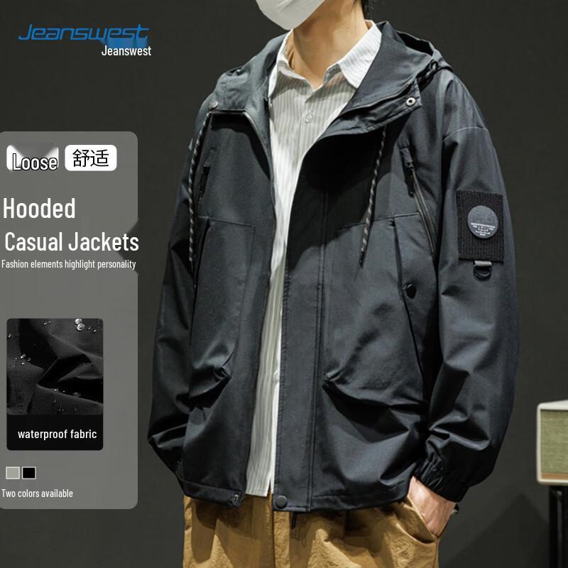 

Jeanswest Men s Hooded Outdoor Windbreaker Jacket L