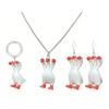 Three-Headed White Goose Keychain Pendant Necklace Earrings Three-Dimensional Relief Resin Hand-Painted Lightweight Necklace Jewelry Gift Accessories