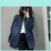 Denim Shirt Women Autumn Winter Loose Cotton Blend Oversized Casual Outerwear For Daily Wear