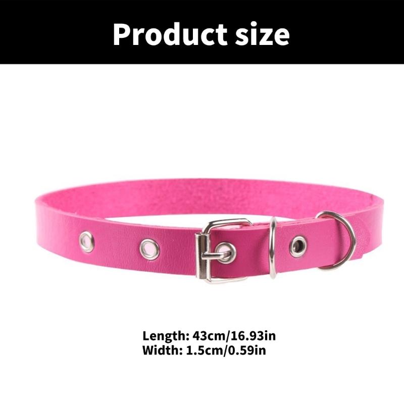 Nightclub Necklace Cosplay Gothic Punk Rock Choker Chain Adjustable PU Leather Collar for Fashionable Youth