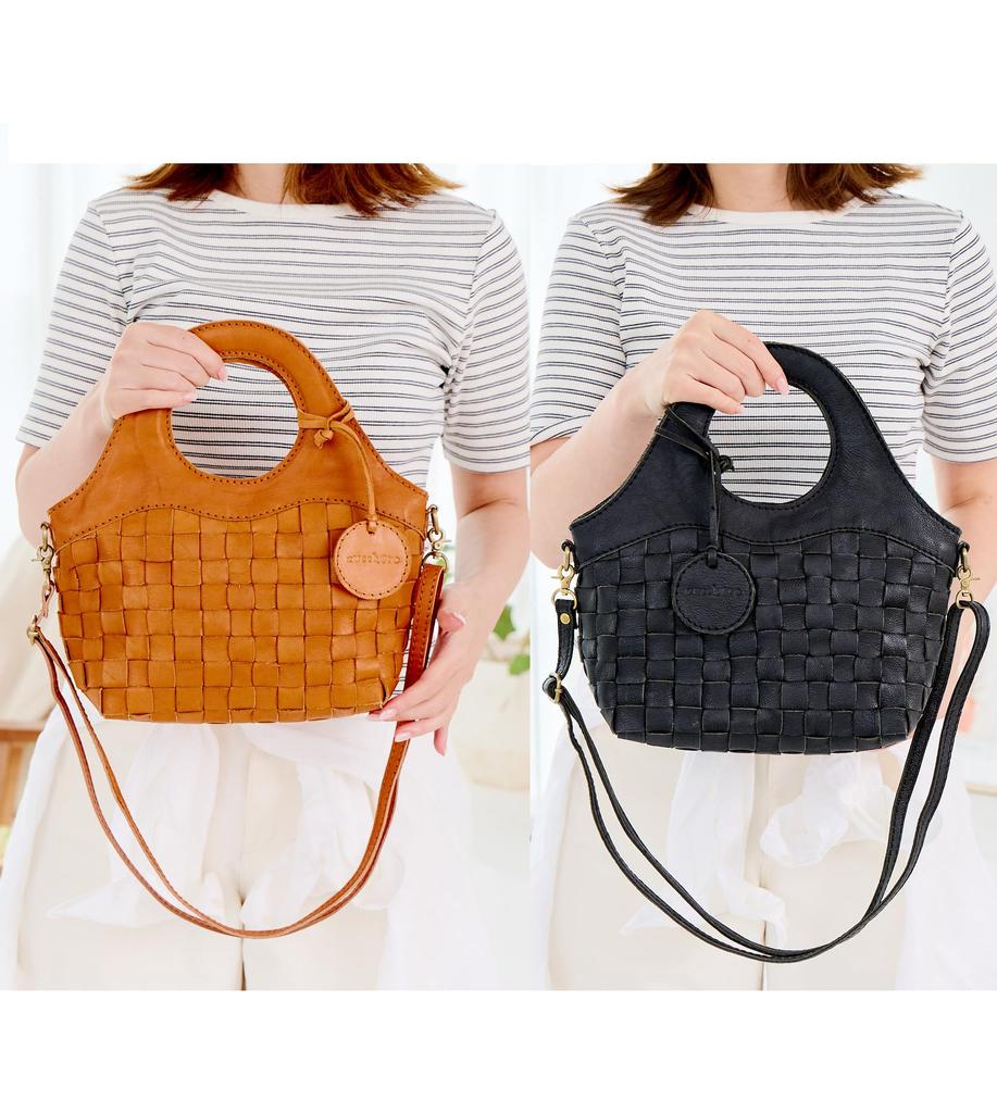 ZUCCHERO Women's Genuine Leather Bag, 2-Way HandbagShoulder Bag, Gift, 40040, Black