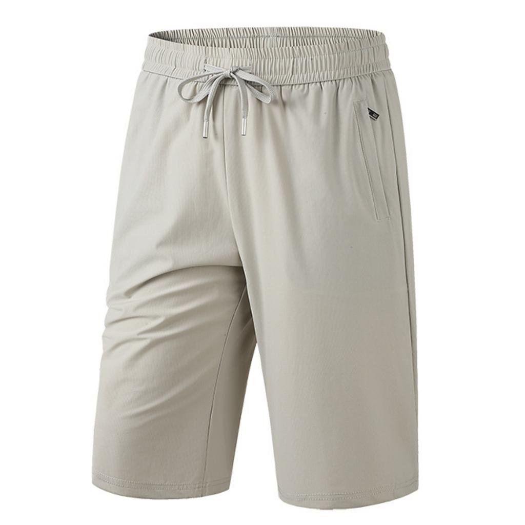 Men Loose Fit Lightweight Breathable Quick Dry Sports Capri Shorts with Elastic Waistband and Zipper Pockets for Outdoor Activities