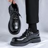 Niche big head derby shoes men's British style black round head platform small leather shoes casual commuter trendy shoes 155155-R