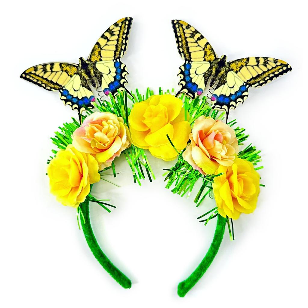 Colorful Butterfly Headband for Adult Elegant Flower Headhoop Carnival Party Headdress Stage Performances Props Headwear