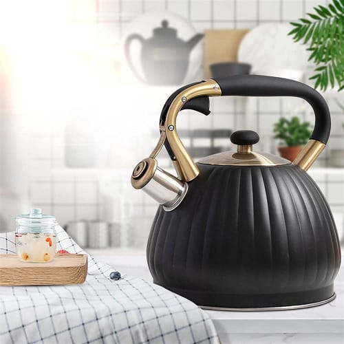 3.5L Whistling Kettle, Stainless Steel Wide Mouth Kettle, Boils Hot Water, Large Capacity, Family Use, Gas Stove and Induction Compatible, Commercial