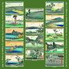 Asakura Senpu Super Furoshiki by Stations of the Tokaido Green Water-Repellent (Wrapping Cloth) "Nagare" Amundsen, Fifty-Three [29-42],