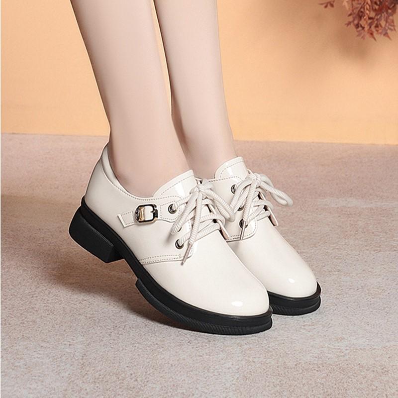 Fashion AIYUQI Women's Shoes Large Size Fall 2024 New Genuine Leather Women's Shoes Lace-up British-style Non-slip Women's Shoes