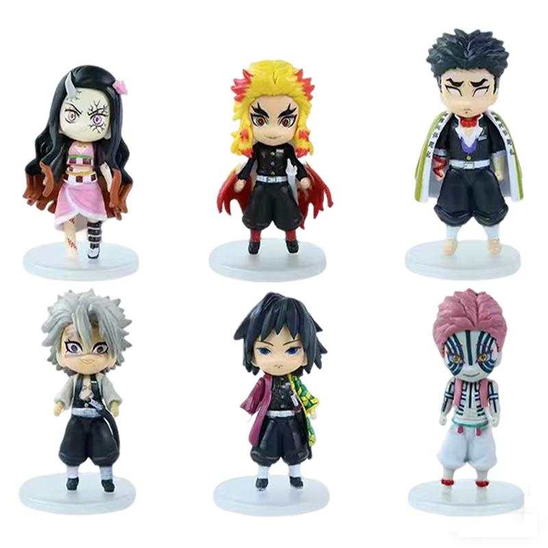 demon slayer 6pcs/set Anime  kimetsu no yaiba figure kamado tanjirou action figure agatsuma zenitsu nezuko warrior pvc gift box