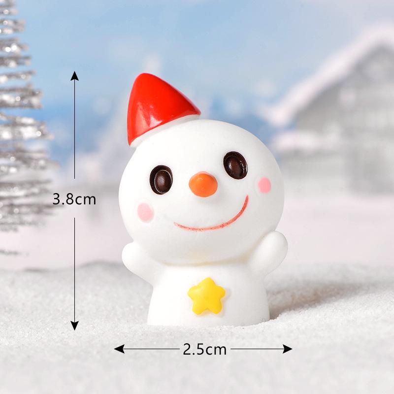 Christmas Cartoon Resin Santa & Snowman Couple Micro Landscape Ornaments