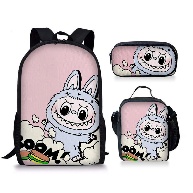 School bag new three-piece meal bag pencil bag student baby backpack cute versatile portable
