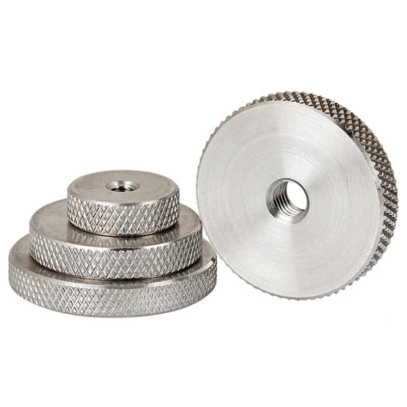 ZEXEF Knurled Thumb Nuts 304 Stainless Steel Flat Head Hand Screw Knurled Round Nut Hardware Fasteners M4 M5 M6 M8 M10 M12