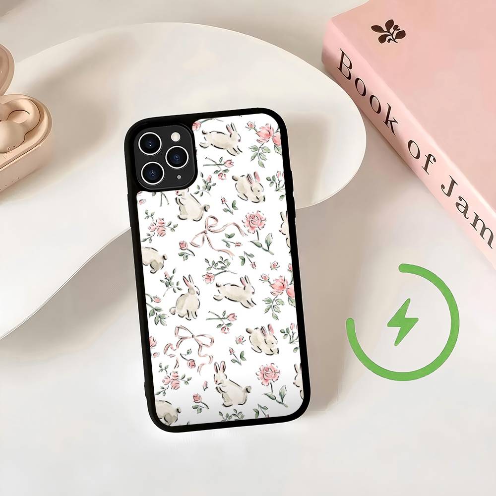 

Wildflower Girls bow Rabbit Cute Promax Magnetic For iPhone 17 16 14 13 12 11 15 Pro Air Max Plus Phone Case Wireless Charge iPhone 17 Air