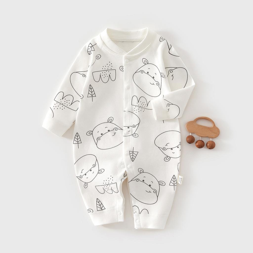 Newborn Baby Cotton Romper, Long Sleeve Infant One Piece Pajamas, Soft Spring Autumn Jumpsuit Crawling Suit