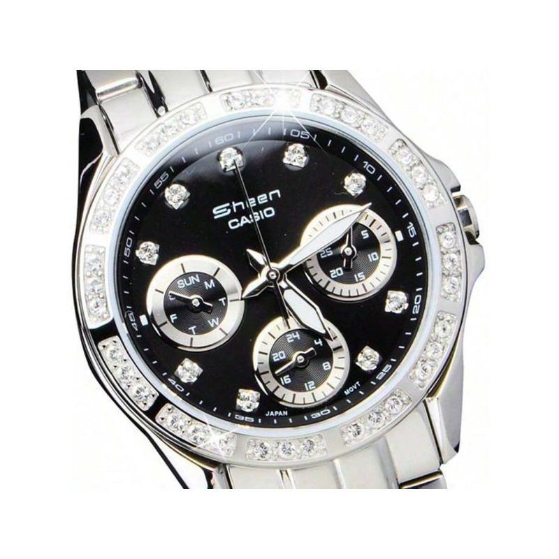 Casio SHEEN Series Watch SHN-3013D-1ADF, with Stainless Steel Bezel Set with Diamonds