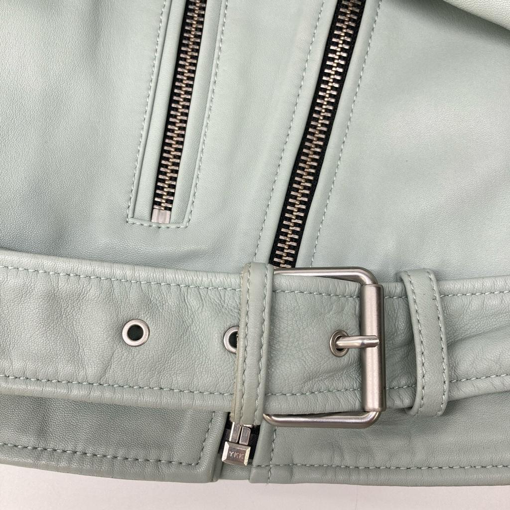 AllSaints Blue Calf Leather BALFERN BIKER Rider Jacket Jacket UK4 blueUsed