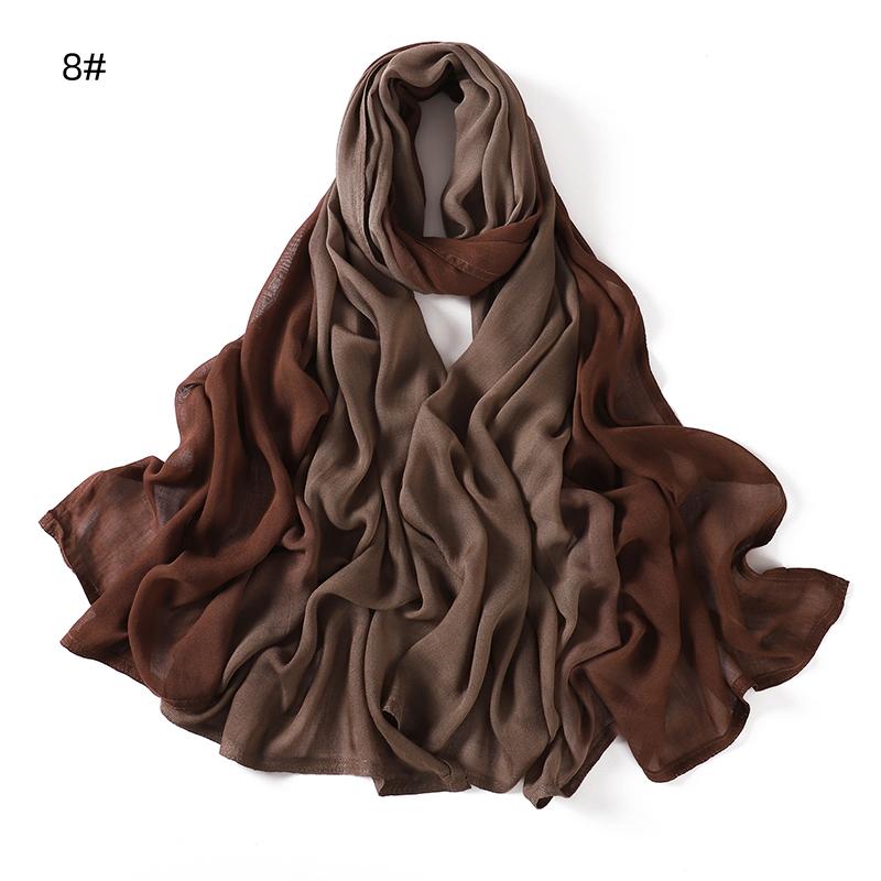 Luxary Design Fashion Women Classic Gradient Colored Cotton Scarf Lady Soft Headscarf Solid Color Shawl Headscarf Muslim Scarf