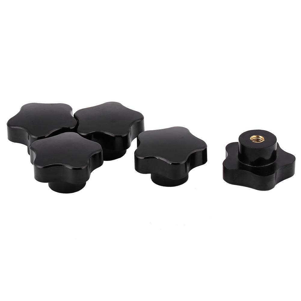 5pcs Universal Black Color Plastic Star Shape Knob Handle M8 for Machine Tool
