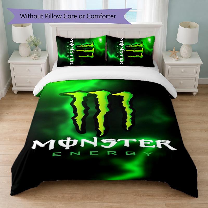 Monster Energy Print 3Pcs Duvet Cover Set 1 Duvet Cover and 2 Pillowcases Soft Bed Linen For Household Bedroom