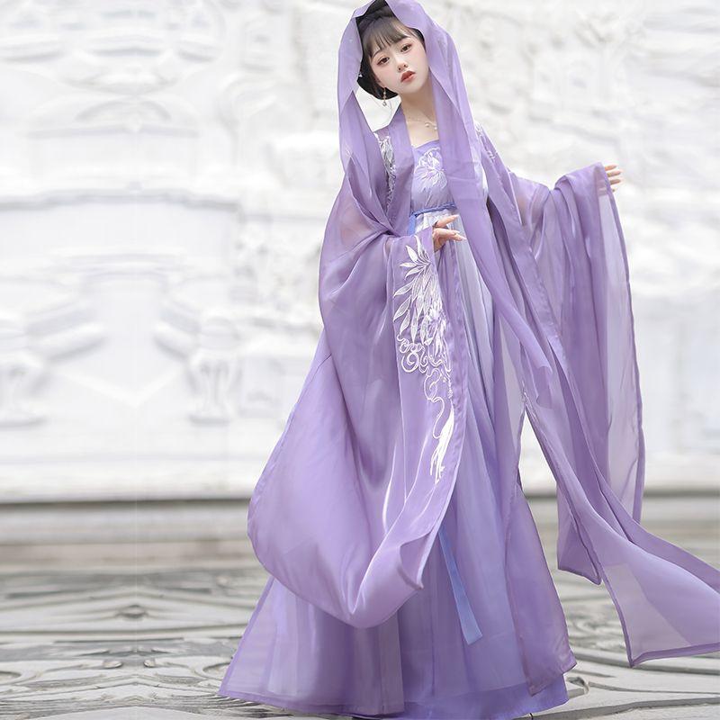 Čínská vyšívaná košile Hanfu s dvojitým rukávem HE ZI sukně