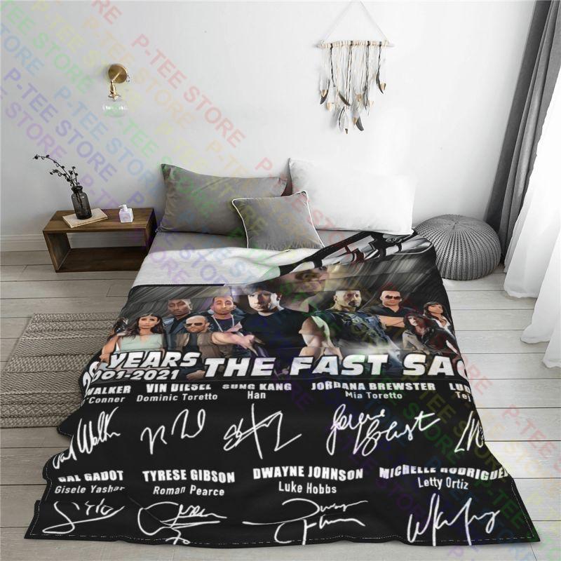 Paul Walker With Fast And Furious Movie Characters 20 Years Blanket Warm Lightweight Bedding Travel