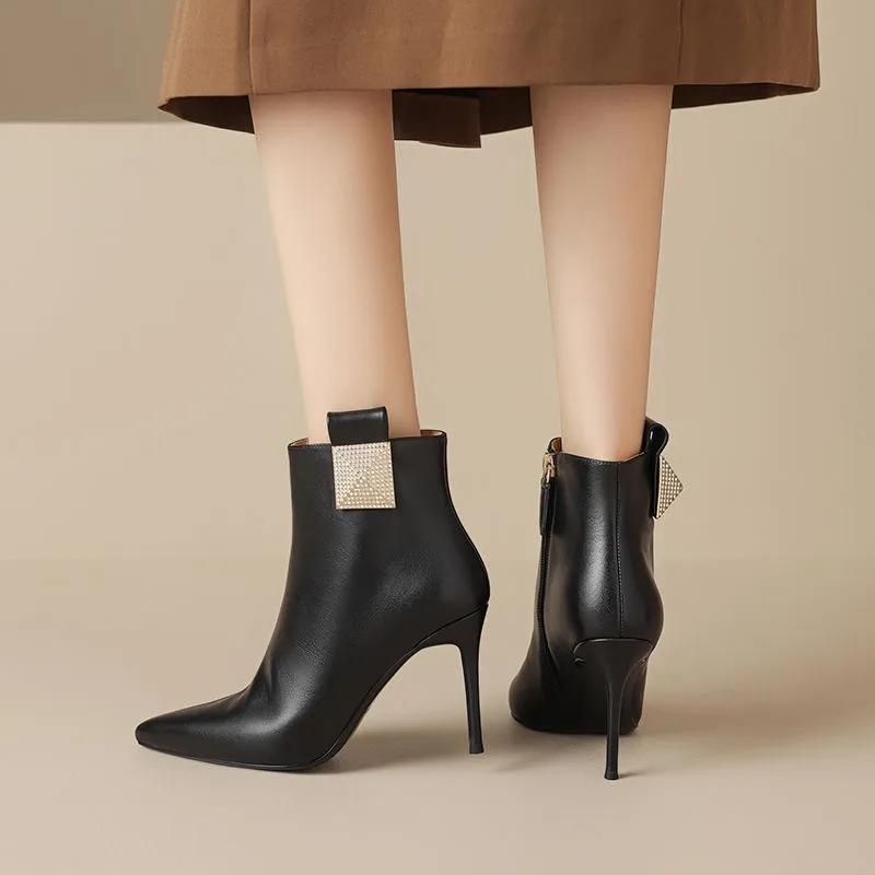 2024 Herbst Sexy Spitzschuh Damen Moderne Stiefel Lässig Mode Stilettos Elegant und Schlicht Damen Pendeln Büro Schuhe