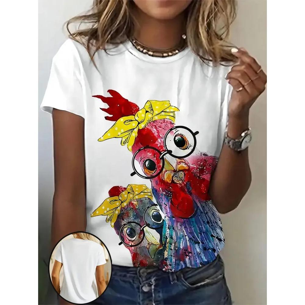 Women's Fashionable Breathable Fun Animals 3d T-shirt Comfortable Soft Breathable Loose Slightly Elastic Summer Plus Size T-shirt