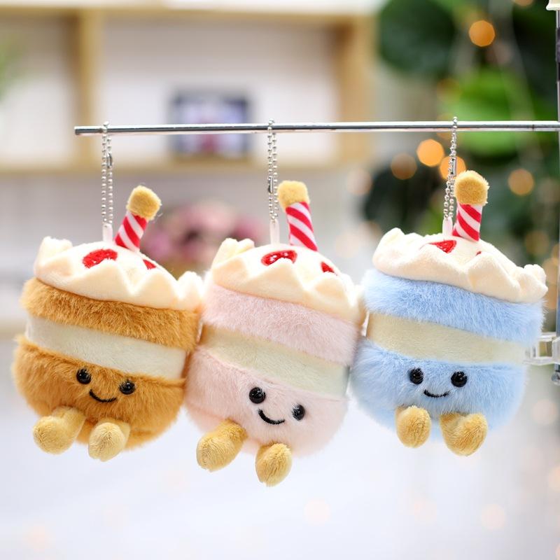 Cute Cute Milk Tea Cup Pendant Birthday Cake Plush Toy Doll Bag Hanging Ornament Keychain Gift