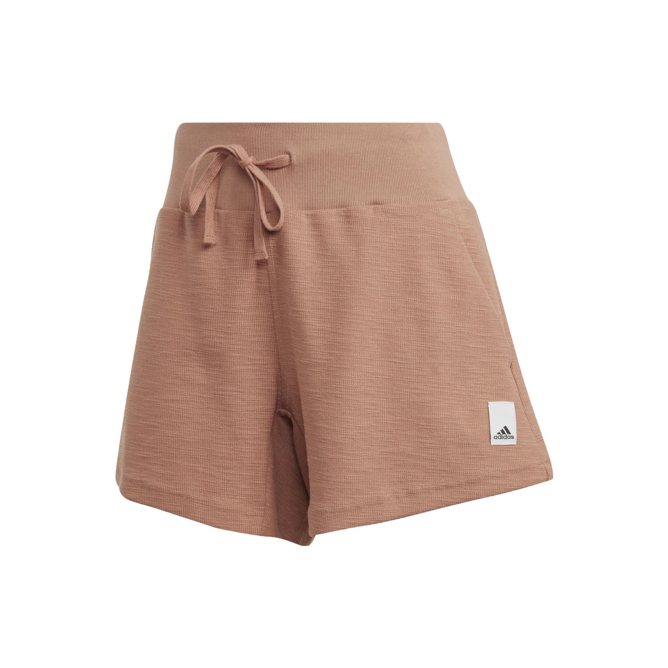 Adidas Lounge Terry Loop Solid Loose Waist Drawstring Shorts Women Shorts Pink HZ1601 L