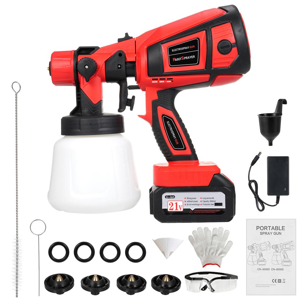 Paint Sprayer, 650W HVLP Electric Spray Paint 1400ml Container with 6 Copper Nozzles 3 Spraying Effects for Indoor and Outdoor Furniture, Fences,